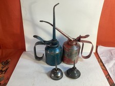 Vintage lot of thumb oil can Eagle, Wesco and BIN bonus handle red blue angle picture
