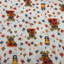 Vintage 1960s Cotton Fabric; Windmills, European Inspired. 3 yards picture