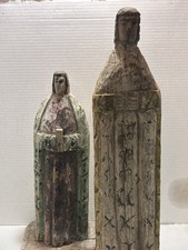 Vintage Hand Carved Wood Santo Figure Hand Painted Religious Figures. picture