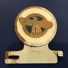 Vintage 1940's WWII Ruptured Duck 4” Metal Vehicle License Plate Topper picture