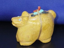 ZUNI BEAR by FRANCIS LEEKYA (d), old Vintage Stone Fetish Carving, Travertine picture