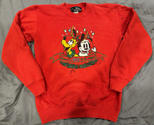 Vintage 90s Disney Originals Mickey Pluto Christmas Sweatshirt Made USA Red Med picture