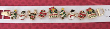 New Carded Christmas Santa Snowman Holiday Theme Charm Bracelet w Clasp picture