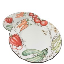 1995 Franciscan Vegetable Medley Ceramic Dish Plate Set 2 Cottage Core 8inch picture