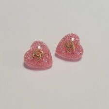 2pc Set 17mm Chanel ButtonsResin material, pink glitter color, heart... picture