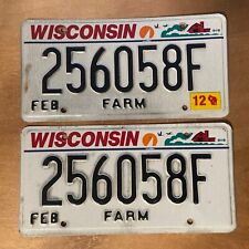 2012 Wisconsin License Plate Pair Farm # 256058 F picture