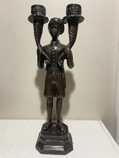 Rare Antique Bronze Blackamoor Figure Candle Holder 11.5” Excellent Condition picture