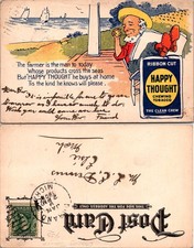 Vintage 1910s Postcard Happy Thought Chewing Tobacco Landscape picture