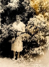Young Woman Sad Tree Portrait 1950s Soviet USSR Vtg Snapshot Photo B&W Original picture