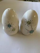 Atomic Starburst Franciscan Ware MCM 1954-1957 Salt & Pepper Shakers 3 1/2” picture