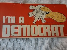 Car Tag I'm A Democrat Thick Card Stock 1976 Peanut Eating An Elephant picture