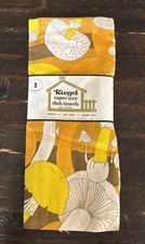 NOS Vintage 70s Mushroom Kitchen 3 Towel Set MCM Riegel Cottagecore picture