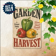 Fresh Garden Sweet Bell Peppers Sign Vintage Farmhouse Kitchen Metal Plaque picture