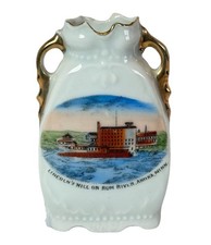 ANOKA MINNESOTA MN Antique LINCOLNS MILL RUN RIVER Souvenir China Vase Trinket picture