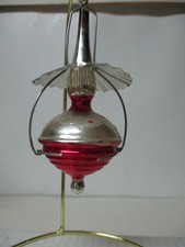 Very Unusual Vintage Glass Lamp w Tin Shade Christmas Ornament picture