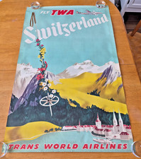 TWA Switzerland 1952 Travel Poster Original Rare Vintage Trans World Airlines picture