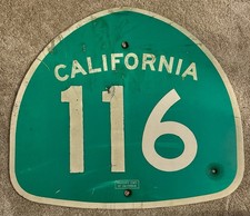 Original vintage CALIFORNIA HIGHWAY 116 Sonoma Pacific Coast Highway shield sign picture