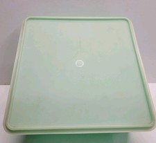 Vtg Tupperware Jadeite Green Large Square Keeper 166-2 Container Sheer Lid 223 picture