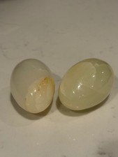 Vintage Hand Carved Alabaster Stone Eggs - Set of 2 picture