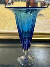 Amazing Blenko Azure Blue Trumpet Vase picture