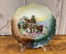 Vintage ZS & CO Bavarian China Scottish Hunting Highland Scene Wall Plate 9.5” picture