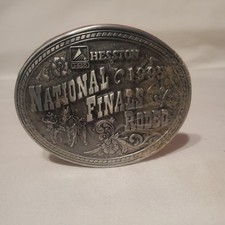 Hesston Belt Buckle Rodeo National Finals Cowboy Western Vintage Bull Rider 1995 picture