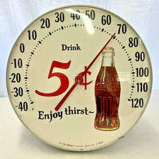 EUC Vintage Coke Coca-Cola Tru Temp Round Thermometer Original Soda Jumbo Dial picture