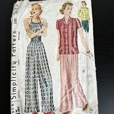 Vintage 1930s Simplicity 3081 Halter Trousers + Blouses Sewing Pattern 20 USED picture