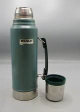 Vintage Stanley 1.0 Liter/1.1qt Vacuum Bottle Hammertone Green Thermos picture