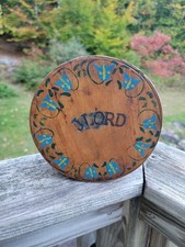 Vintage Hand-Painted Bentwood Box “J. LORD” Folk Art Blue Tulips ~6