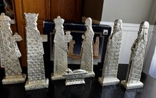 Rare 2005 Vintage Medieval Style Nativity Set Silver Gold Metallic Over Wood Vtg picture