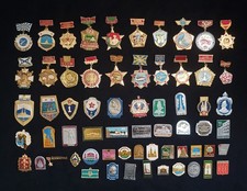 VINTAGE USSR SOVIET UNION RUSSIAN Military Sports Government Pin Badge Lot Of 63 picture