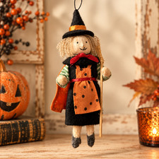 VTG Midwest of Cannon Falls Heart Felts Witch Halloween Ornament Figurine 6