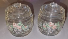 Vintage Kruger Glass Nursery Jars Handpainted Flowers picture