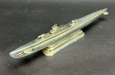 Vintage Solid Metal WWII Submarine Desk Model Paperweight 9.25 in. picture