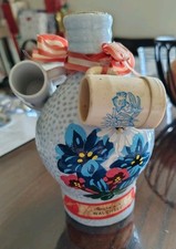 Vintage Austria SCHROFFEN  ENZIAN Liquor Bottle Blue Floral With Mini Mugs picture