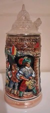 Vintage German Style Ceramic Pewter Lidded Beer Stein Cheapest On Ebay picture