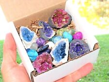 Pure Aura Crafters Collection Box /Natural 6 Half Geodes Dyed and Tumbled Stones picture