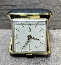 Vintage Mid Century Modern Elgin Wind Up Travel Alarm Clock - Works GREAT picture
