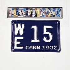1932 Connecticut License Plate 🔥 Vintage CT Two Digit Low Number Tag WE 15 picture
