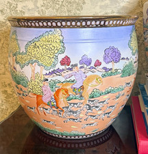 Hand Painted Asian Hunt Scene Planter picture