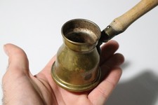 Vintage Brass Turkish Coffee Pot Cezve Ibrik Wood Handle Arabic Maker Mark Small picture