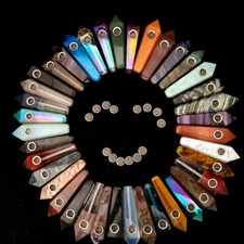 Natural Quartz Crystal Smoking Pipe Obelisk Point Rock Wand Reiki Healing Stone picture