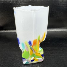 Atelier Beranek Art Glass Vase Czech Republic Hand Blown W Sticker Twisted Vase picture
