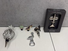 Lot 6 Novelty Bottle Stoppers Openers Airplane Flamingo Women's Shoe Barware picture