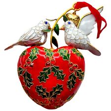 Vintage Dillard's Trimmings Ornate Cloisonne Ornament Enameled 2 Turtle Doves 5