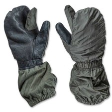 French Military Trigger Finger Cold Weather Shooter Mittens Leather Large Used picture
