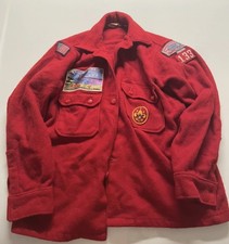 Vintage 70's Boy Scouts Of America Official 100% Red Wool Jacket Size 44 Patches picture