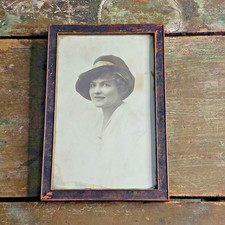 Antique E.F. Foley N.Y. Woman Portrait Photo c1910 Wood Frame 5.75x8.75 picture