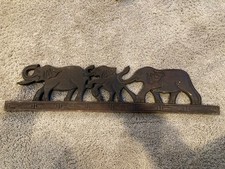 Vintage Hand Carved Wood Elephant Family Wall Hanging Plaque Relief Sculpture picture